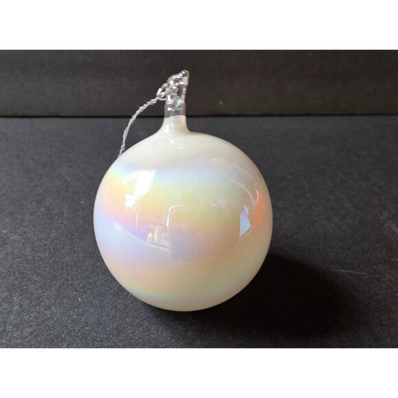 6 Vintage Iridescent Glass Teardrop & Round Christmas Ornaments With Silver Str - Picture 6 of 7